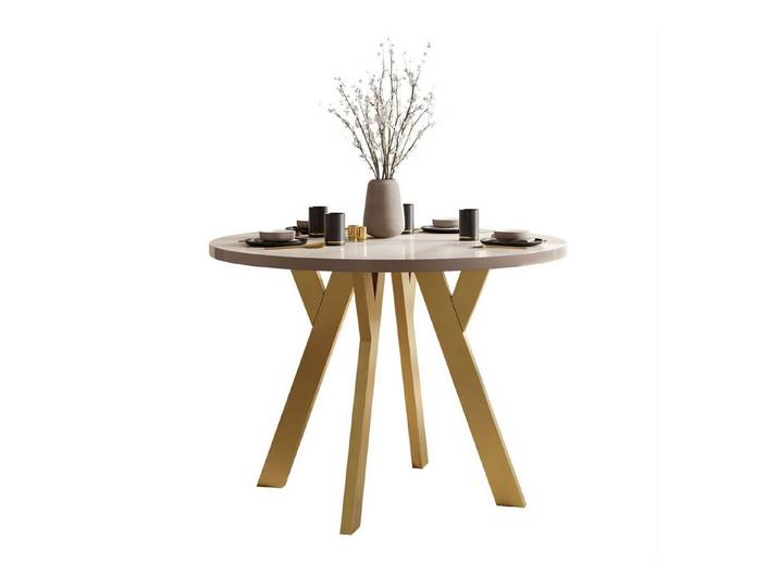 Lookway Esstisch VOLTA GLOSS Runder ausziehbarer Tisch mit Hochglanz Tischplatte (1 Tisch), Durchmesser: Ø 100 cm, Höhe: 71,5 cm