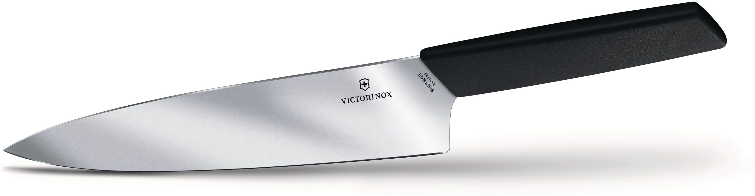Tranchiermesser VICTORINOX "Tranchiermesser Swiss Modern", silber (schwarz, silberfarben), Klingenlänge 20cm, Stahl, Kochmesser, Tranchiermesser schwarz, silberfarben Klingenlänge 20cm
