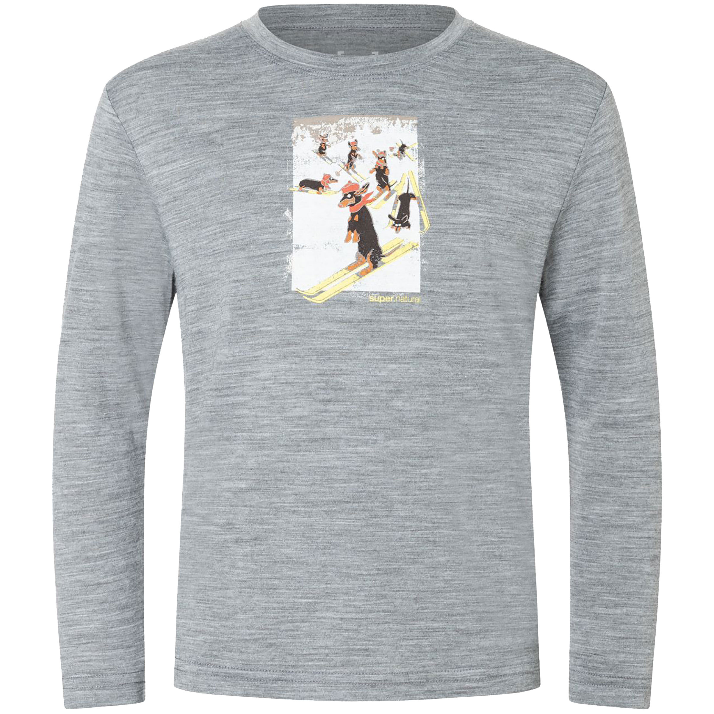 Super.Natural Dachshund Party Kinder Longsleeves grau Größe 110 Trekking Hautfreundlich Merinowolle