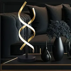 Tischleuchte dimmbar LED Wohnzimmerlampe Designleuchte verstellbare Lichtfarben, Spiralform, Warmweiß + Neutralweiß, 20,5W 2600lm, DxH 16x48 cm