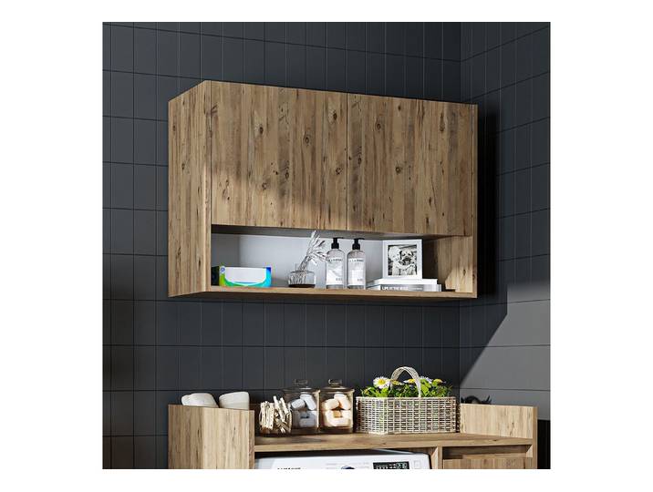 Roomart Waschmaschinenumbauschrank DERIN-II 100 cm – Überbauschrank, Seitenschrank, 4 Farben, Soft-Close (Set) Umbauschrank mit Seitenschrank, Wandüberbau, Soft-Close