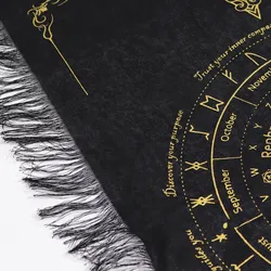 Ancient Witch Pendulum Divination Cloth - Sun Face - Black & Gold