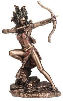Veronese Design 4.53 inches Height Polyresin Medusa the Gorgon Drawing Bow and Arrow Bronze Finish Figurine
