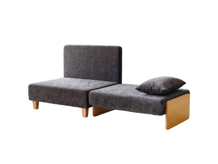 Homcom Schlafsessel Polyester Dunkelgrau, Holz, Kautschukholz, Füllung: Polyester,Polyester,Schaumstoff, 63x89x94 cm, Wohnzimmer, Sofas & Couches, Schlafsofas, Schlafsessel