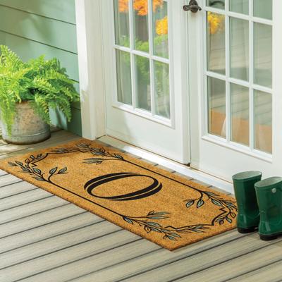 Evergreen 60 in. x 24 in. Monogram Leaf Coir Door Mat