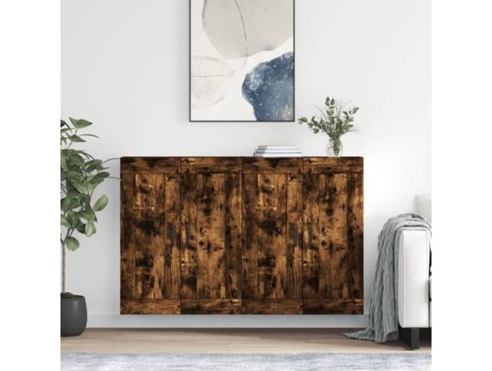 RJPLMFV Wandschränke, 2 Stück, rauchfarbene Eiche, Holz Vielseitige Aufbewahrung, Wandmontage, glatte Oberfläche, feuchtigkeitsbeständig