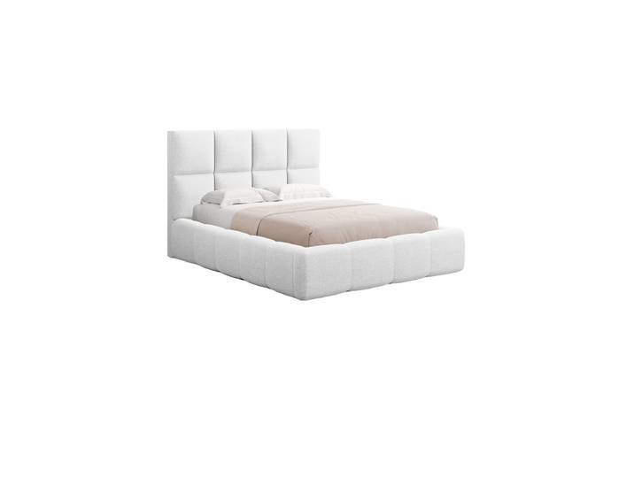 Design Polsterbett „Livigno“ mit Ablagefach, Strukturstoff Hellgrau chosen by Bloomingloft