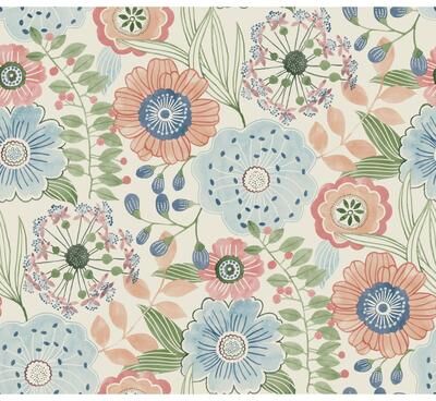 York Wallcoverings Artistic Bouquet Multicolor Wallpaper