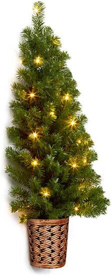 Premier Decorations Premier 90cm Pre Lit Half Wall PVC Tree In Basket