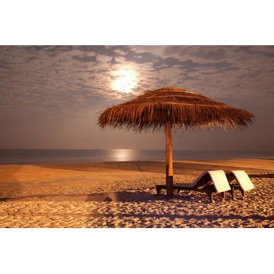 Fototapete PAPERMOON "Sunser Beach", bunt, B:4,5m L:2,8m, Vlies, Tapeten