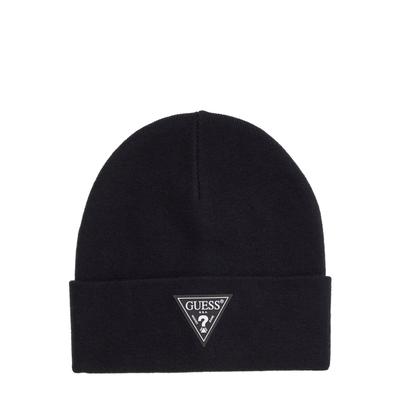 Beanie GUESS, Herren, Gr. L, schwarz, Feinstrick, Materialmix, unifarben, Mützen Beanie, mit Label-Aufnäher