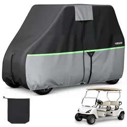 VEVOR Golfwagenabdeckung für 2+2/4-Sitzer-Golfwagen (die Meisten Golfcarts von Club Car, Yamaha, EZGO & Honda), Regenabdeckung aus 600D-Oxford-Gewebe, mit PU-Beschichtung & 3 Reißverschlusstüren