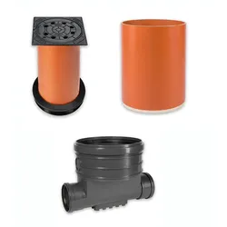 Schachtsystem Set DN/OD 400, Schachtboden gerade, Teleskopabdeckung B 125, mit Lüftung (Ausführung: DN400/200. Steigrohr 500mm)
