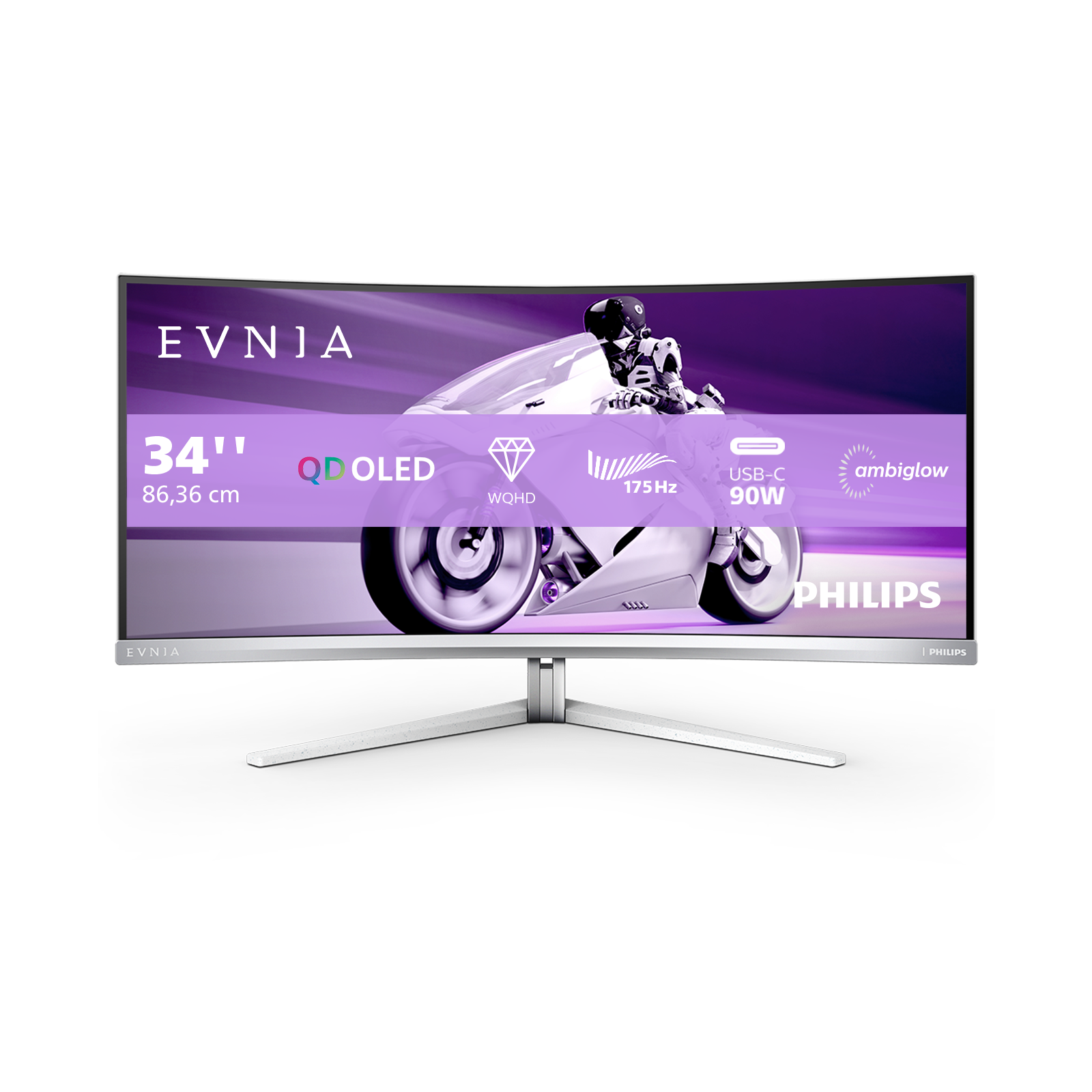 Philips Evnia 34M2C8600 34 Zoll UWQHD QD-OLED Panel 21:9 175 Hz Curved Monitor
