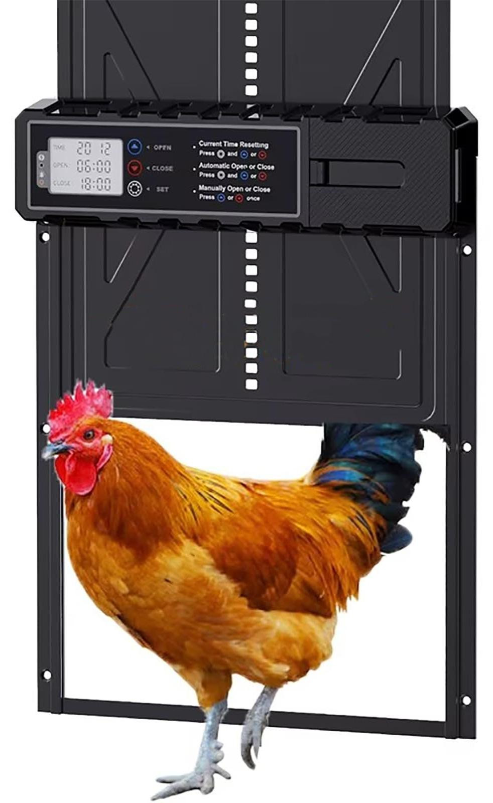 Selius Automatische Kippenhokdeur Aluminium Wit met LCD Display en Timer