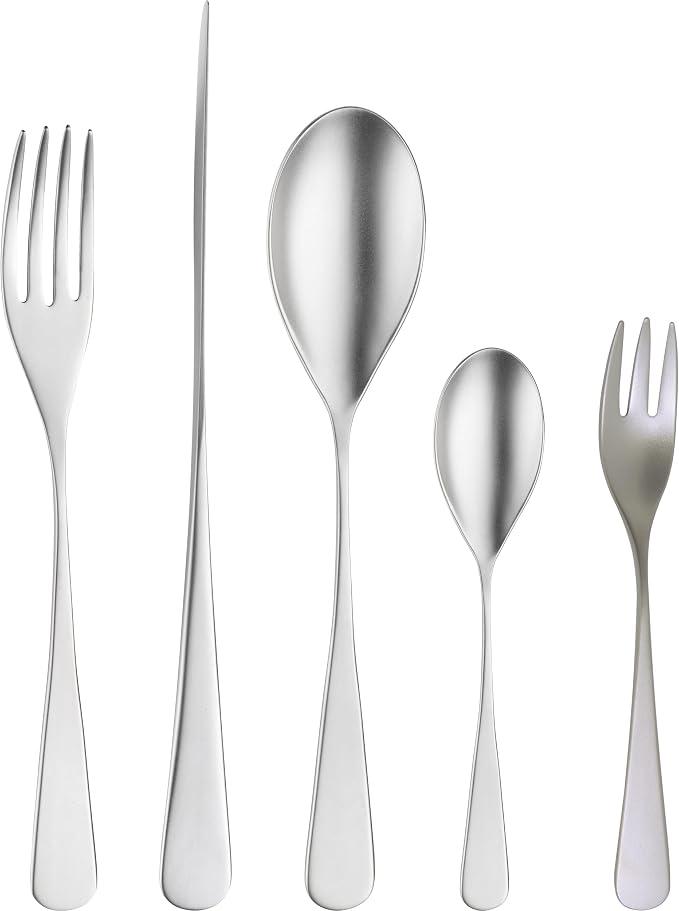 "Audrey Mystique" 30-teiliges Besteckset Tafelbesteckset Geschirr & Tischaccessoires Servierbesteck aus Edelstahl - hochglanzpoliert - moderne längliche, runde Form FÜR 6 PERSONEN