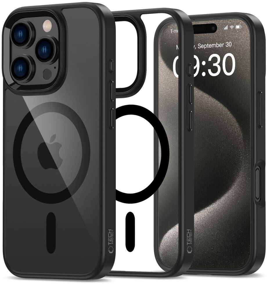 iPhone 16 Pro Tech-Protect MagMat Bagside Cover - MagSafe Kompatibel - Gennemsigtig / Sort