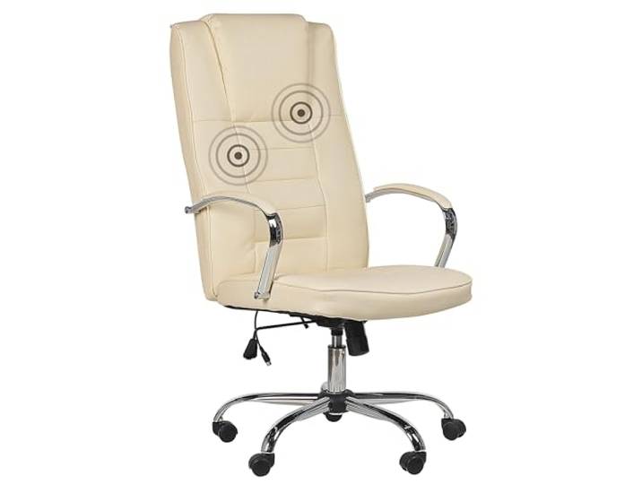 Bequemer Chefsessel Massagefunktion Heizfunktion Kunstleder beige Grandeur