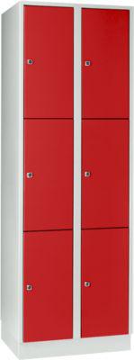 Wertfachschrank 300 mm, 2 Abteile, 6 Fächer, Sicherheitszylinderschloss, Sockel, feuerrot