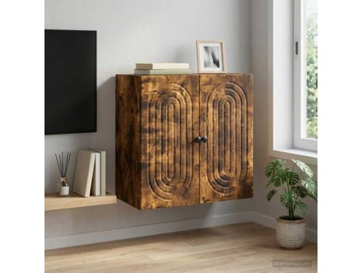 VIHHQGC Wandschrank 59x31x60 cm Holzwerkstoff Geräucherte Eiche Vintage-Design, wandmontiert, platzsparend, Pendeltüren, viel Stauraum