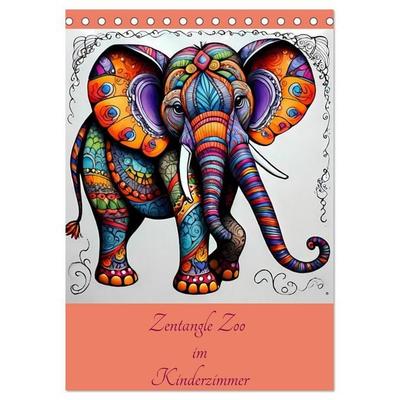 Zentangle Zoo im Kinderzimmer (Tischkalender 2027 DIN A5 hoch), CALVENDO Monatskalender
