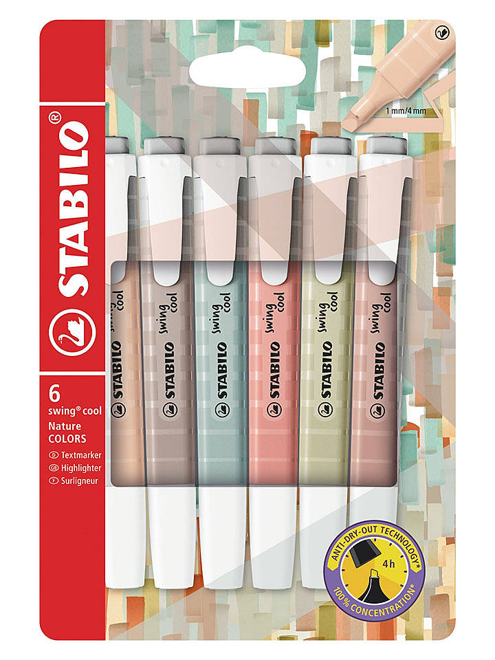 Textmarker "STABILO swing cool NatureCOLORS" - 6 Stück - onesize