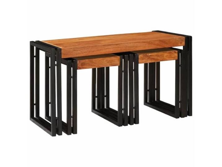 Nestingtisch 3er Set Braun Schwarz 82x40x45 cm Industrieller Beistelltisch Ineinanderstellbar, vielseitig nutzbar, urbane Optik, einfache Montage, robuste Verarbeitung