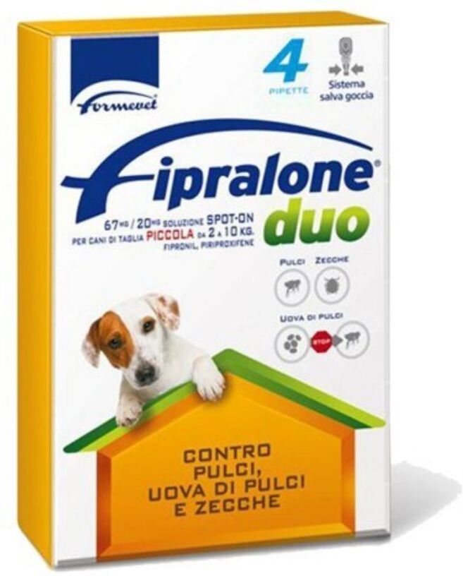 Formevet Fipralone DUO Antiparassitario Spot-On per Cani 4 Pipette Piccola 2-10kg
