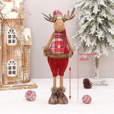 Uplift Picks Retractable Standing Christmas Elk Doll Red Fabric Holiday Decor 97 A