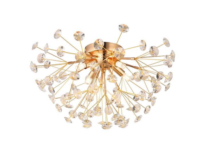Globo Kristall-Deckenleuchte, Klar, Goldfarben, Metall, Glas, 16 mm, F, 25 cm, CE, Lampen & Leuchten, Innenbeleuchtung, Kronleuchter