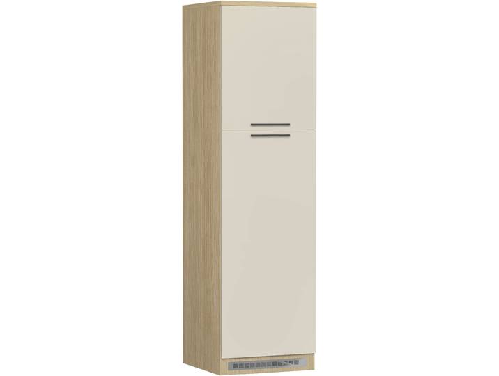 Kühlumbauschrank KOCHSTATION Luna, Kühlschrank-Umbau, Einbauschrank für Kühlschrank, Made in Italy , beige (kaschmirfarben, eiche chopinfarben), B:60cm H:214,5cm T:60cm, Schränke, Kühlumbauschrank, B/T/H: 60×60×214,5 cm, für zwei Kühlschrankhöhen vorbereitet