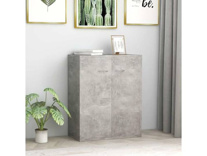 HEFZGDB Minimalistisches Sideboard Betongrau mit Zwei Türen als langlebiges Sideboard im minimalistischen Design, praktisches mit Stauraum für Multimedia-Geräte, aus Holzwerkstoff