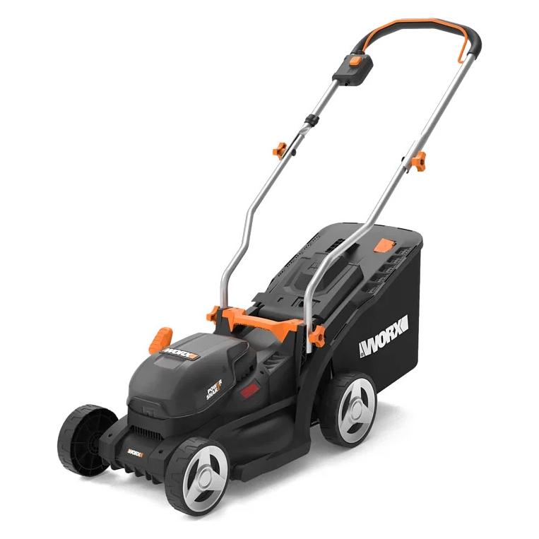 Worx Akku-Rasenmäher mit borstenlosem Motor, Intellicut-Technologie und 6 Schnitthöhen (Akkubetrieb, Batteriebetrieb) (WG733E)