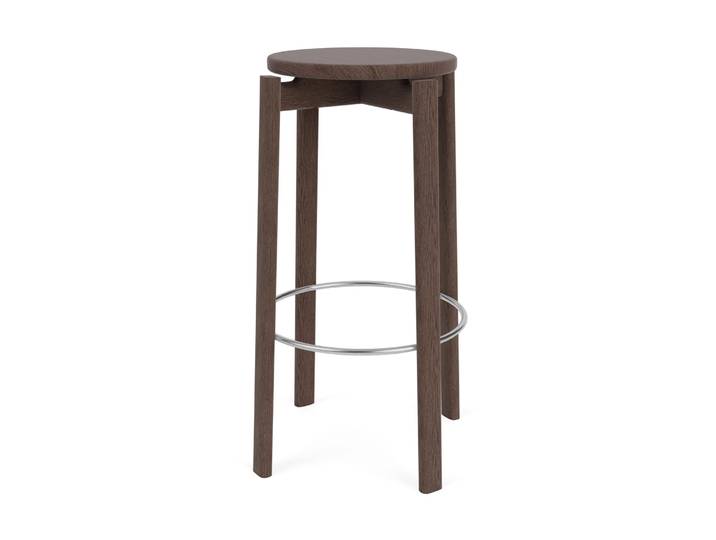 Audo Copenhagen Passage Barhocker Dunkel gebeizte Eiche-Edelstahl, 75 cm