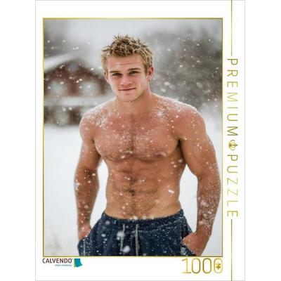 CALVENDO Puzzle Sexy nackter Mann mit Sixpack im Schnee | 1000 Teile Lege-Größe 64x48cm Foto-Puzzle für glückliche Stunden