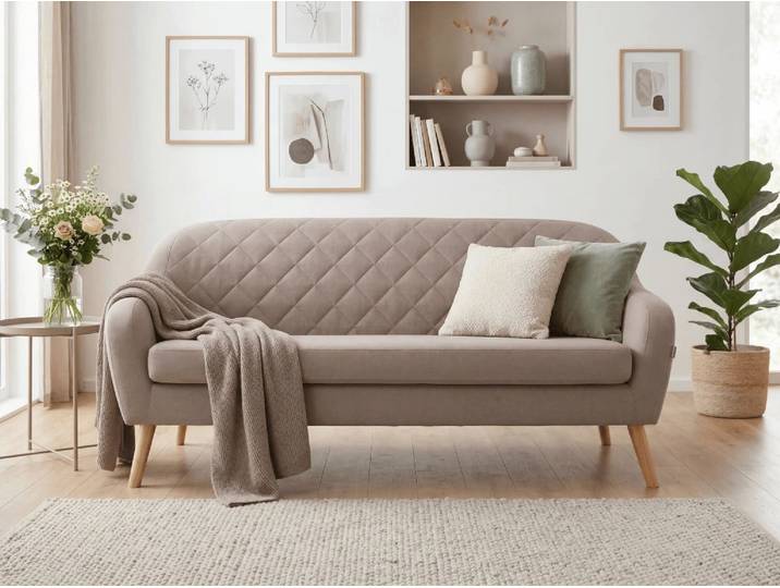 Beiges 3-Sitzer-Sofa CORANTI VELVET