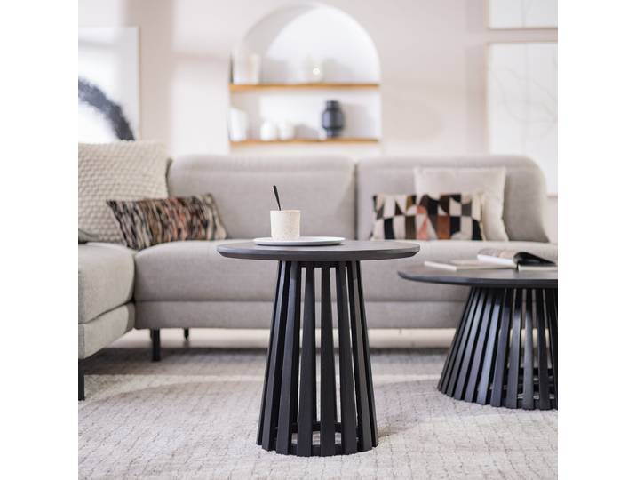 Table basse massive GAKAT Ø 50cm Noir