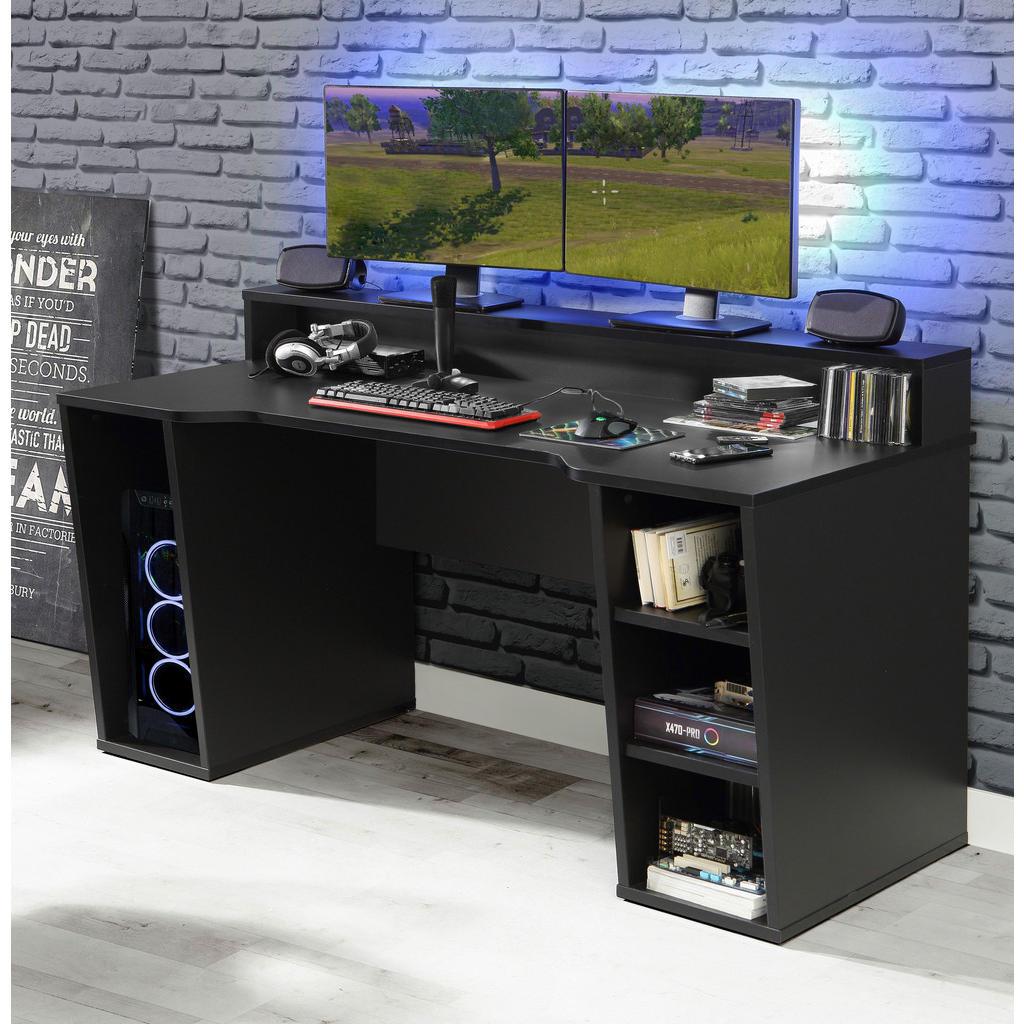 Mid.you Gaming-Tisch , Schwarz , Metall, Kunststoff, Holzwerkstoff , rechteckig , 72x91x160 cm , Büromöbel, Schreibtische, Gaming-Tisch