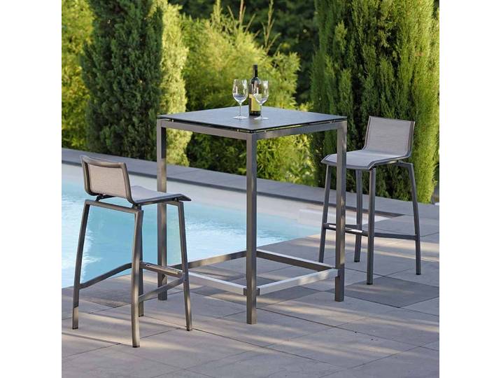 Stern Allround Set Stehtisch mit 2 Barstühlen Aluminium Anthrazit