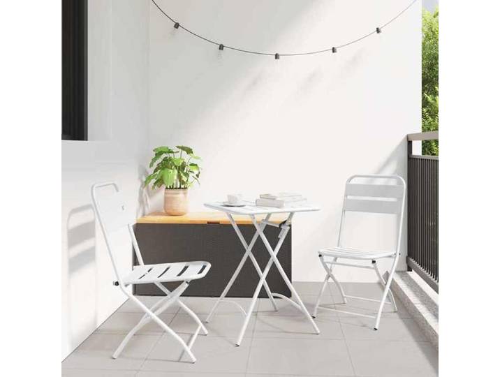 NEW 2026  Set de Table Bistro - lot de 3 - pour Balcon Terrasse -Blanc Acier 55x55x72.5 cm S381