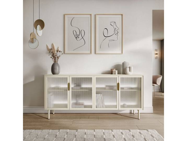 Verglaste Kommode LINEA mit LED-Beleuchtung