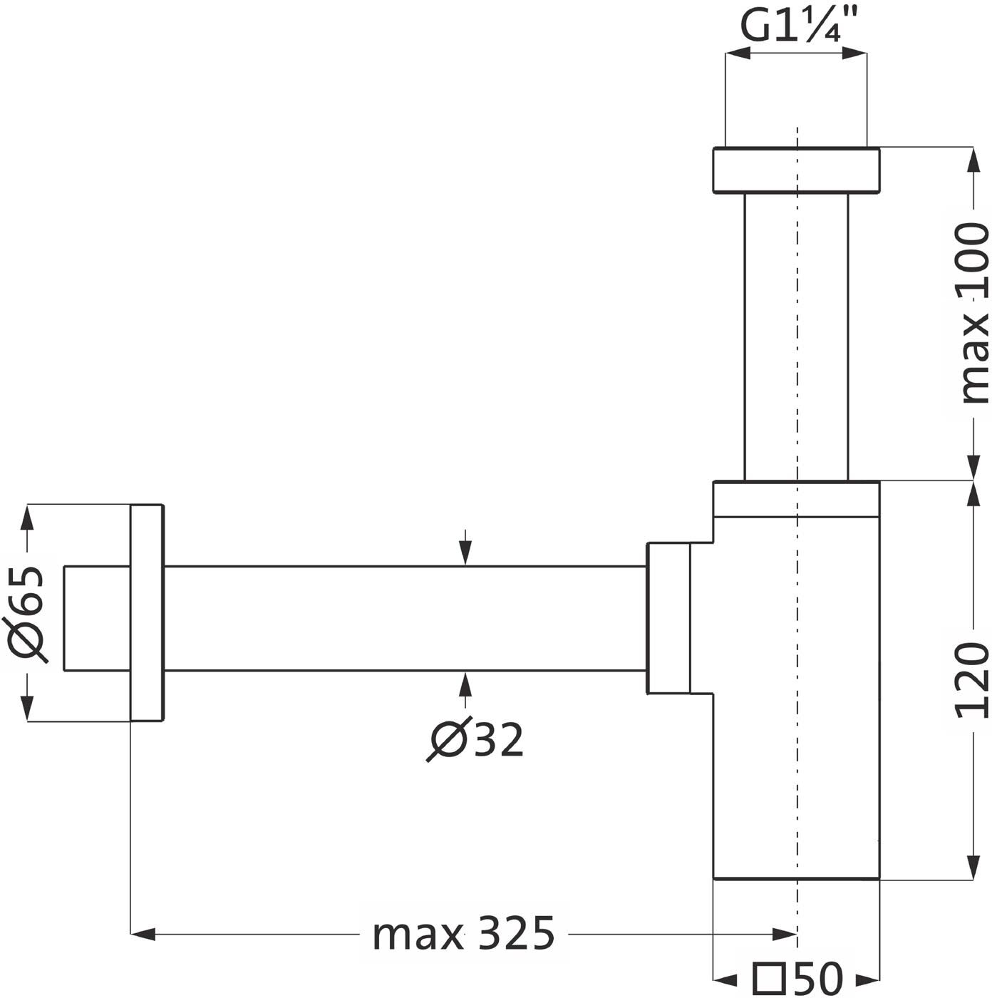 "Herzbach LIVING Siphon Geruchsverschluss 1 1/4"" eckig"