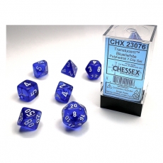 Chessex Würfel - Translucent Blue/white (7-Würfelset) 292444