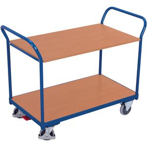 VARIOfit Tischwagen sw-500.502, aus Metall & Holz, mit 2 Etagen, Tragkraft 200kg, 850 x 500mm