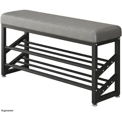 HTI-Living, Schuhschrank, Schuhregal Metall 2 Ebenen mit Sitzkissen Grau (100 x 30 x 50 cm)