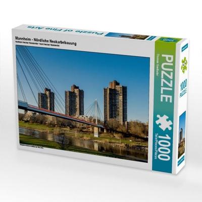 CALVENDO Puzzle Mannheim - Nördliche Neckarbebauung | 1000 Teile Lege-Größe 64x48cm Foto-Puzzle für glückliche Stunden