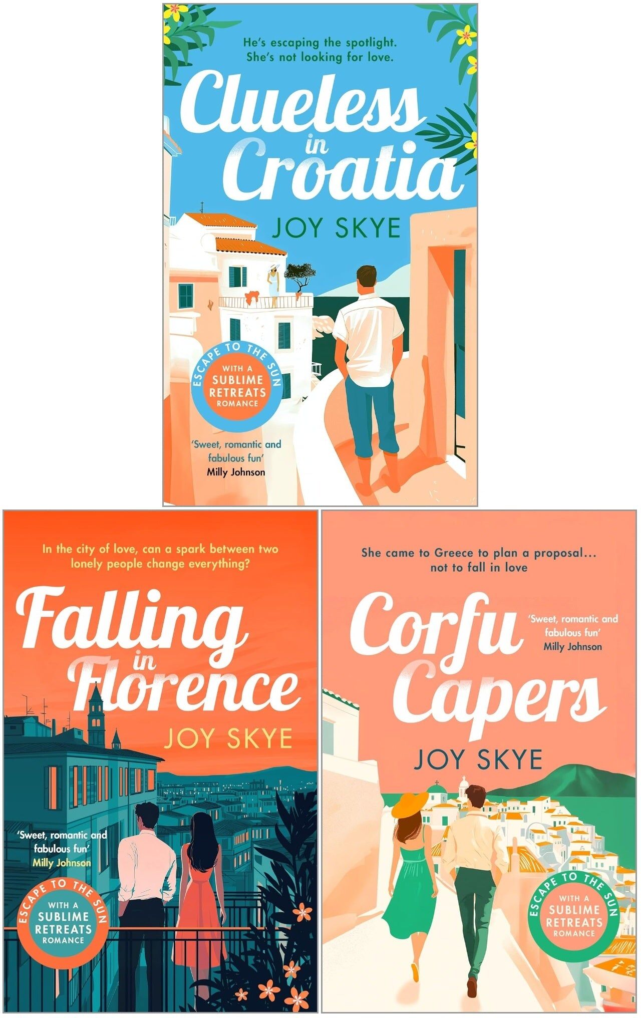 Vinci Books Sublime Retreats Romances 3 Books Collection Set by Joy Skye (Corfu Capers, Clueless in Croatia, Falling in Florence)