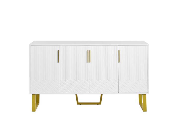 Buffet blanc laqué motifs géométriques pieds