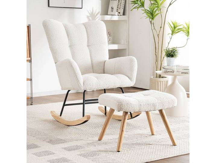 Fauteuil à Oreilles - Blanc - Tissu feutré premium - 51x47x98cm - Relaxation adulte