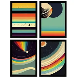 POSTER Set mit 4 Abstrakt Kugel Moderne Galaxien A3 Rahmenlos